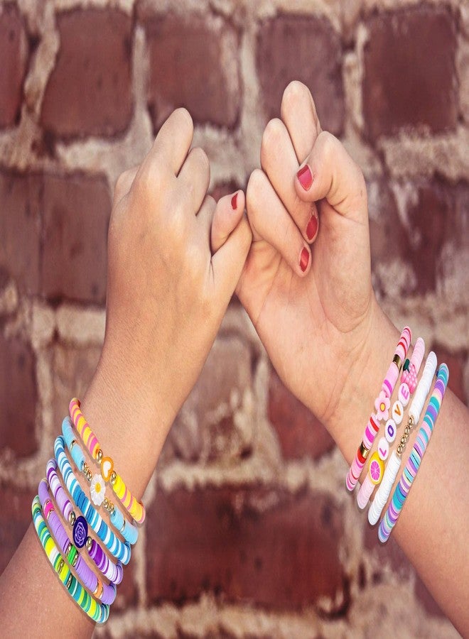 مجموعة أساور صداقة للأطفال من SIELEVIN، 10 قطع، مناسبة للفتيات المراهقات والنساء والفتيات الصغيرات، مصنوعة من خرز طيني ملون، بتصميم مستوحى من أجواء الشاطئ، هدية مثالية. - Image 5